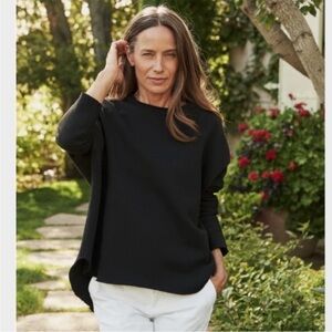 Frank & Eileen ANNA Long-Sleeve Capelet Sweatshirt Large Black
